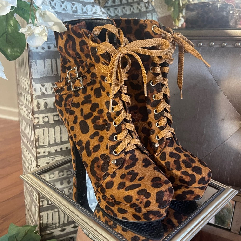 Leopard ankle boots